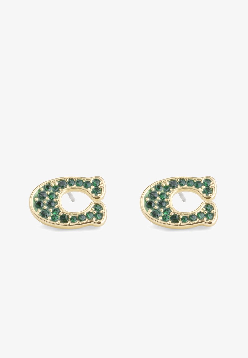 COACH SIGNATURE PAVÉ C STUD - Earrings - green