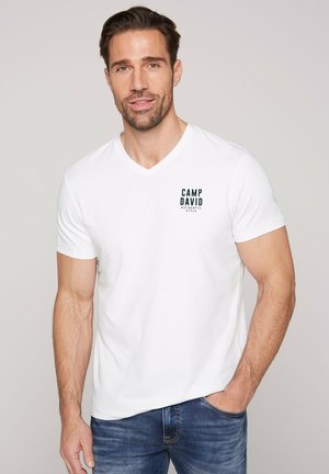 Camp David, CAMP DAVID T-SHIRT V-NECK MIT LOGO PRINT - T-Shirt print - opticwhite