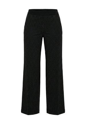 Ulla Popken, SILVER PINSTRIPE WIDE LEG COMFORT WAIST PANTS - Bukser - black