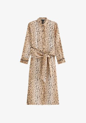 New Look, ANIMAL PRINT LONG SLEEVE MIDI SHIRT DRESS - Blusenkleid - brown pattern