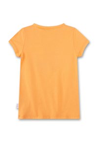 Kurzarmpullover in Orange aus weicher Baumwolle, mit rundem Ausschnitt und einem schlichten Rücken ohne Verzierungen oder Muster.