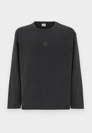 Lange mouwen t-shirt in donkergrijs, gemaakt van zacht katoen, met een subtiel geborduurd logo op de borst, ronde hals en een ontspannen pasvorm.