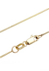 Goldkette mit einem strukturierten Linkdesign. Verfügt über einen Verschluss mit polierter Oberfläche und einem Zeichen, das auf 375er Goldgehalt hinweist.
