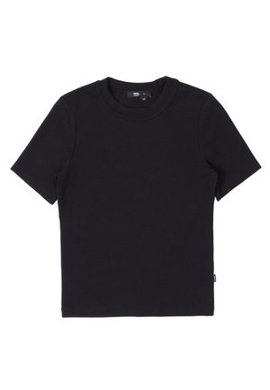 Svart kortärmad t-shirt i bomull. Enfärgad, rund hals och regular fit. Inga synliga mönster eller detaljer.