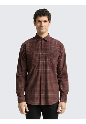 TOM TAILOR Chemise - brown/white cord check