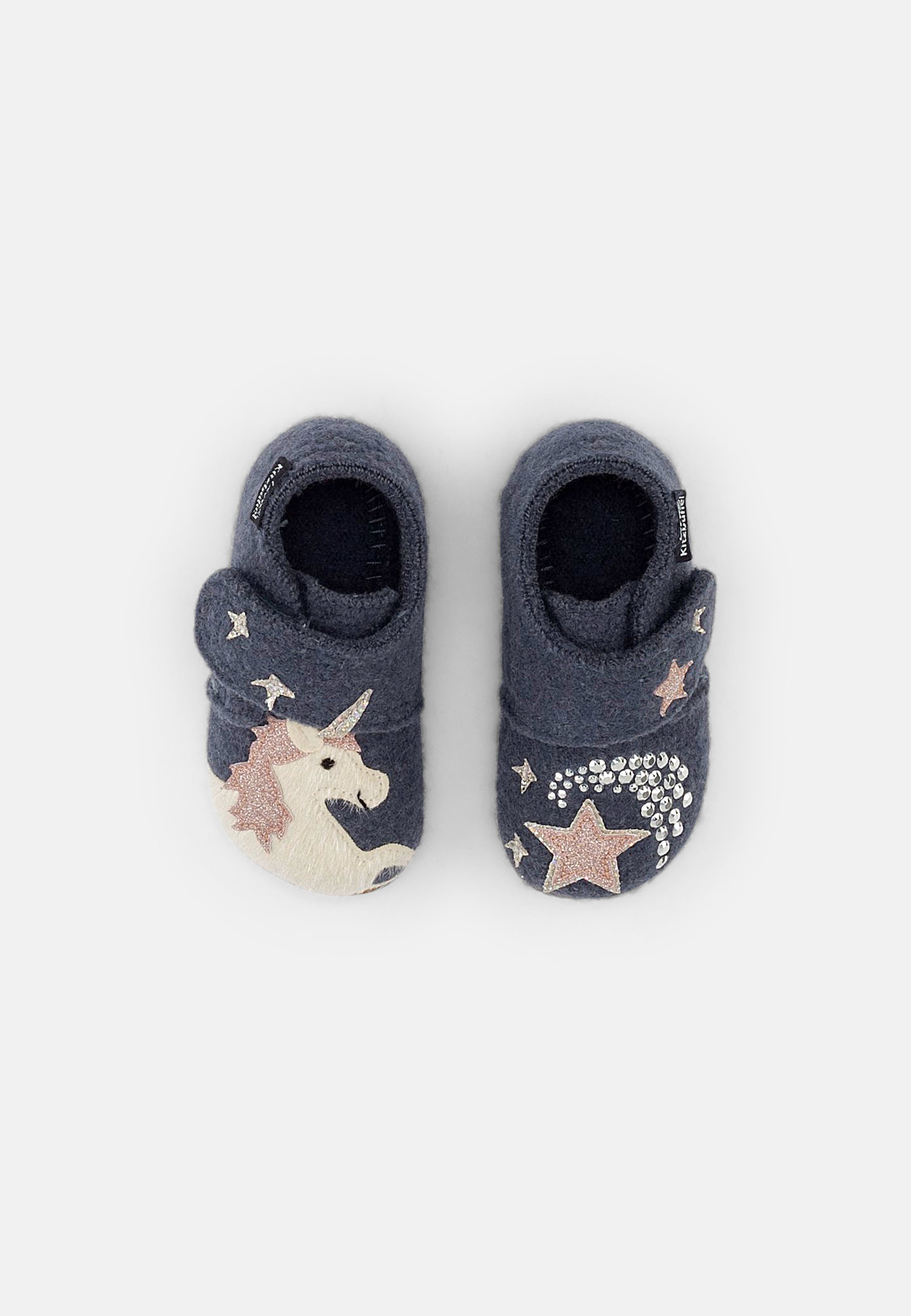 Living Kitzbühel Scarpine Neonato In Lana Vergine Einhorn Aurora - Unicorno Con Strass, Suola Antiscivolo, Chiusura Velcro