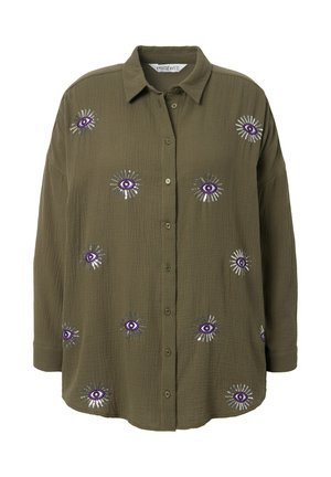 Studio Untold EYE EMBROIDERY BUTTON FRONT  - Chemisier - dark olive