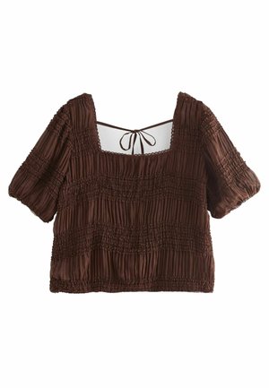 SHORT SLEEVE SMOCK BACK REGULAR FIT - Bluse - chocolate brown