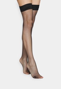 Bluebella FISHNET LEG PLAIN TOP HOLD UPS - Calze parigine - black