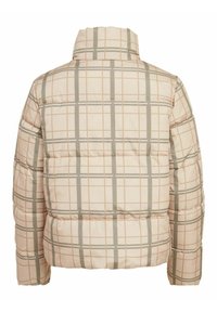 VILA longline puffer jacket in tonal leopard print