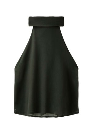 Stradivarius, PRINTED TULLE HALTER SCARF TOP - Blouse - dark green