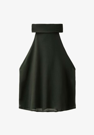 Stradivarius, PRINTED TULLE HALTER SCARF TOP - Blouse - dark green