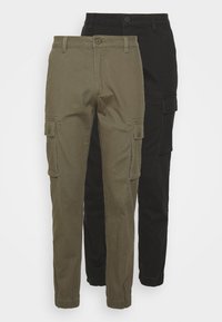 2 PACK - Cargobukse - olive/black