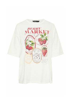 Yours Clothing, PLUS SIZE CASUAL TOPS - T-shirts print - ivory