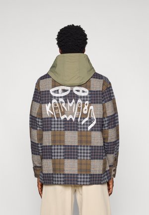 PLAID SHIRT HOODED JACKET - Āra jaka - blue