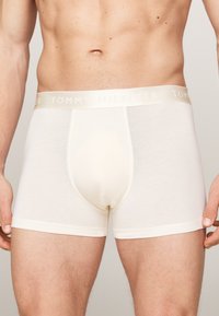 Beli bombažasti bokserci z mehkim elastičnim pasom z logotipom "TOMMY HILFIGER". Prilagojen dizajn z gladko teksturo in minimalnimi šivi.
