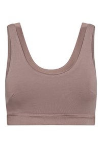 Bh i blød mauve stof, med rund halsudskæring, brede stropper og et sømløst design med en glat finish.