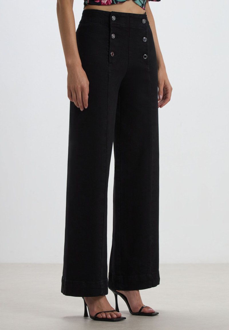 Calliope WIDE LEG CON BOTTONI  - Jeans a zampa - nero