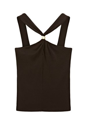 Massimo Dutti, HALTER TOP WITH JEWEL STRAPS - Top - dark brown