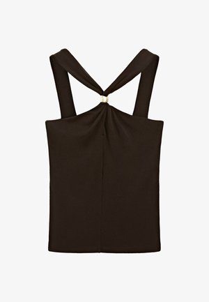 Massimo Dutti, HALTER TOP WITH JEWEL STRAPS - Top - dark brown