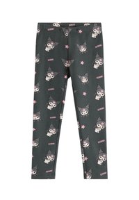 Sorte leggings med et gentaget tryk af en tegneseriefigur med lyserøde accenter og stjerner. Blødt stof med en strækbar pasform.