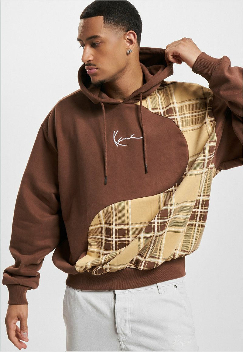 Karl Kani KU233-003-2 SMALL SIGNATURE WAVY BLOCK OS HO - Hoodie - brown  sand off white/brown - Zalando.de