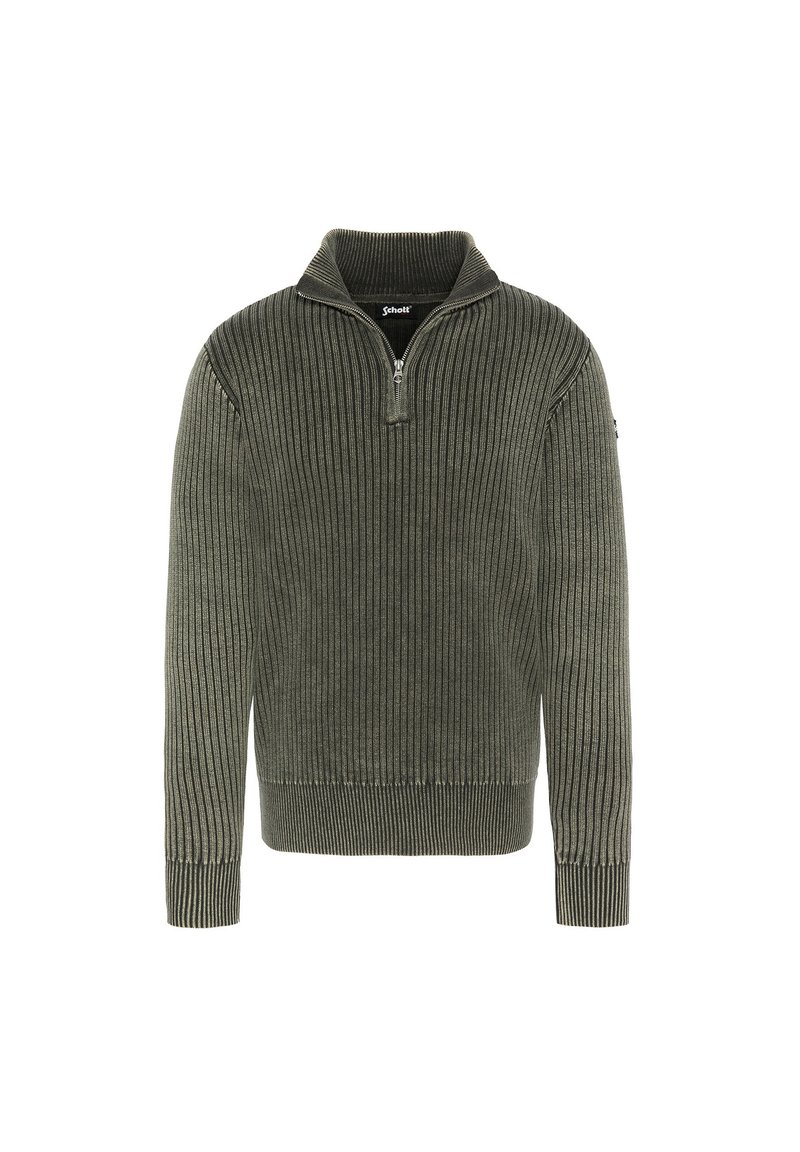 Schott TRUCKER - Strickpullover - kaki foncé