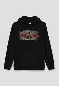 s.Oliver LONGSLEEVE MIT SCHRIFTPRINT - Mikina s kapucí - schwarz