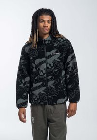 Ed Hardy LOVE KILLS SLOWLY AOP ZIP THRU BORG - Giacca in pile - black