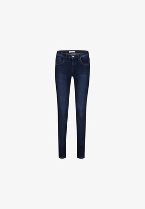 Slankt fit jeans lavet af mørkeblå denim, med et klassisk fem-lomme design, foran med knaplukning og broderede detaljer.