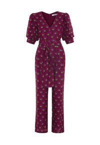 adL V-NECK PLEATED - Mono - printed damson