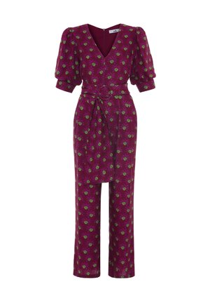 V-NECK PLEATED - Mono - printed damson