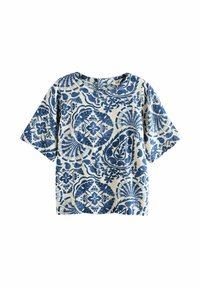 Next REGULAR FIT - SHORT SLEEVE BOXY - Printtipaita - blue cream geo print