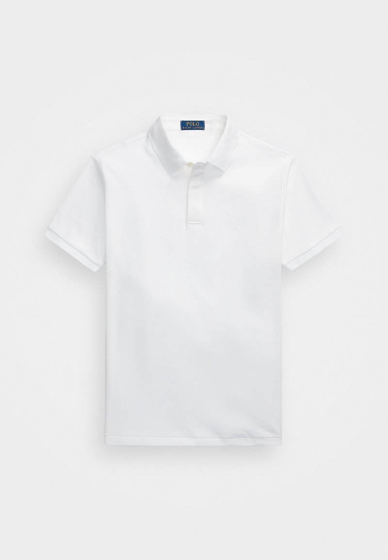 Polo shirt blanc à manches courtes en coton lisse. Doté d'un col à boutons et d'un logo brodé discret sur la poitrine.