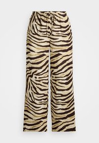 Lauren Ralph Lauren Woman ZEBRA-PRINT LINEN WIDE-LEG PANT - Pantaloni - cream/brown