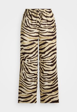 Lauren Ralph Lauren Woman ZEBRA-PRINT LINEN WIDE-LEG PANT - Pantalon classique - cream/brown