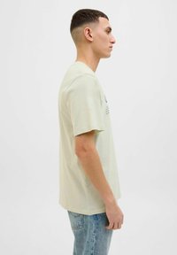 Lichtgroene t-shirt met korte mouwen en een relaxte pasvorm. Beschikt over een grafisch ontwerp op de voorkant en een zachte, gestructureerde katoenfabric.