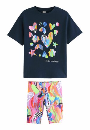 SET - Legíny – nohavice - navy blue glitter shapes