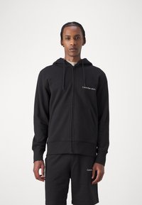 Calvin Klein Jeans INSTITUTIONAL ZIP THROUGH HOODIE - Zip-up sweatshirt - black