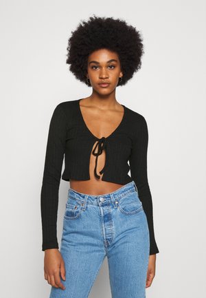 TIE FRONT - Cardigan - black