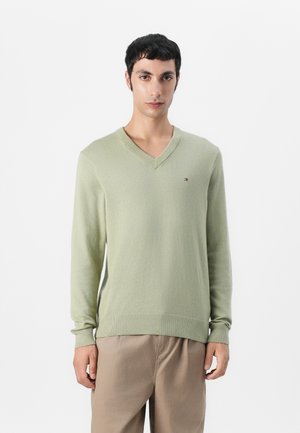 PIMA V NECK - Strickpullover - earth sage