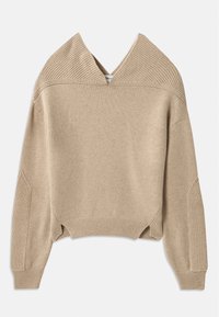 V NECK YOKE DETAIL JUMPER - Pulover - sand