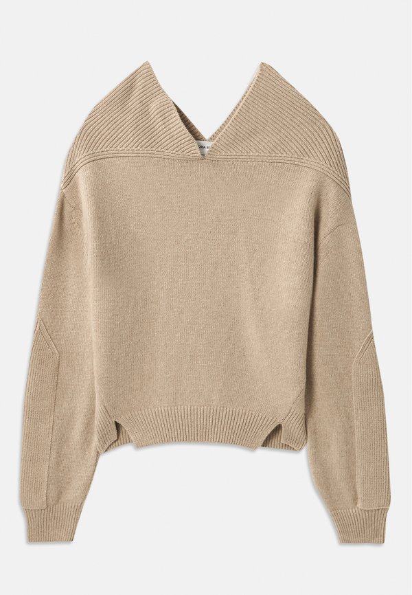 V NECK YOKE DETAIL JUMPER - Jumper - sand2