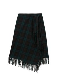 PLAID WITH REGULAR FIT AND FRINGE - Falda cruzada - black green