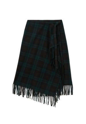 PLAID WITH REGULAR FIT AND FRINGE - Jupe portefeuille - black green