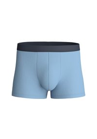 Lichtblauwe boxershorts met een donkere elastische tailleband. Zachte stof, aansluitend design en een gevormde pouch aan de voorkant. Naadloze zijkanten.
