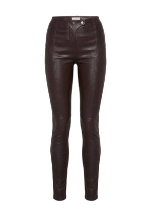 HELGA - Pantalon en cuir - bordeaux
