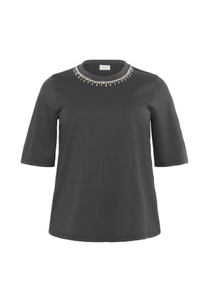 Kaffe Curve HELENA - Apdrukāts T-krekls - black oyster
