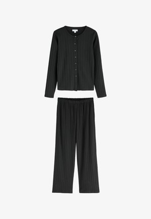 Next, REGULAR FIT - RIBBED BUTTON DOWN LONG SLEEVE PYJAMAS SET - Nattøj sæt - black