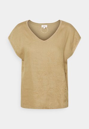 Print T-shirt - desert sand embroi